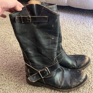Freebird Crosby leather distressed biker moto boots size 9
